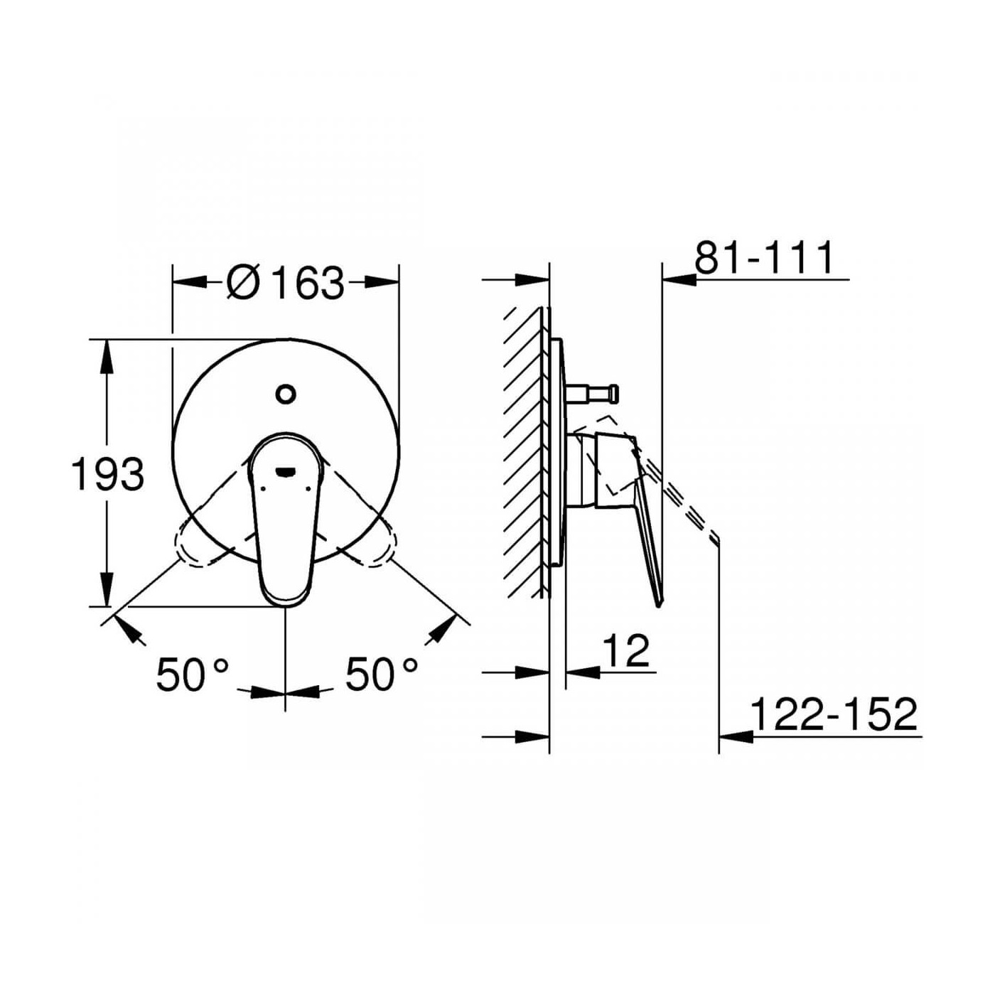 Bateria Podtynkowa Wannowo-Prysznicowa Eurodisc Joy 19548002 Grohe Bateria Podtynkowa Wannowo-Prysznicowa Eurodisc Joy 19548002 Grohe