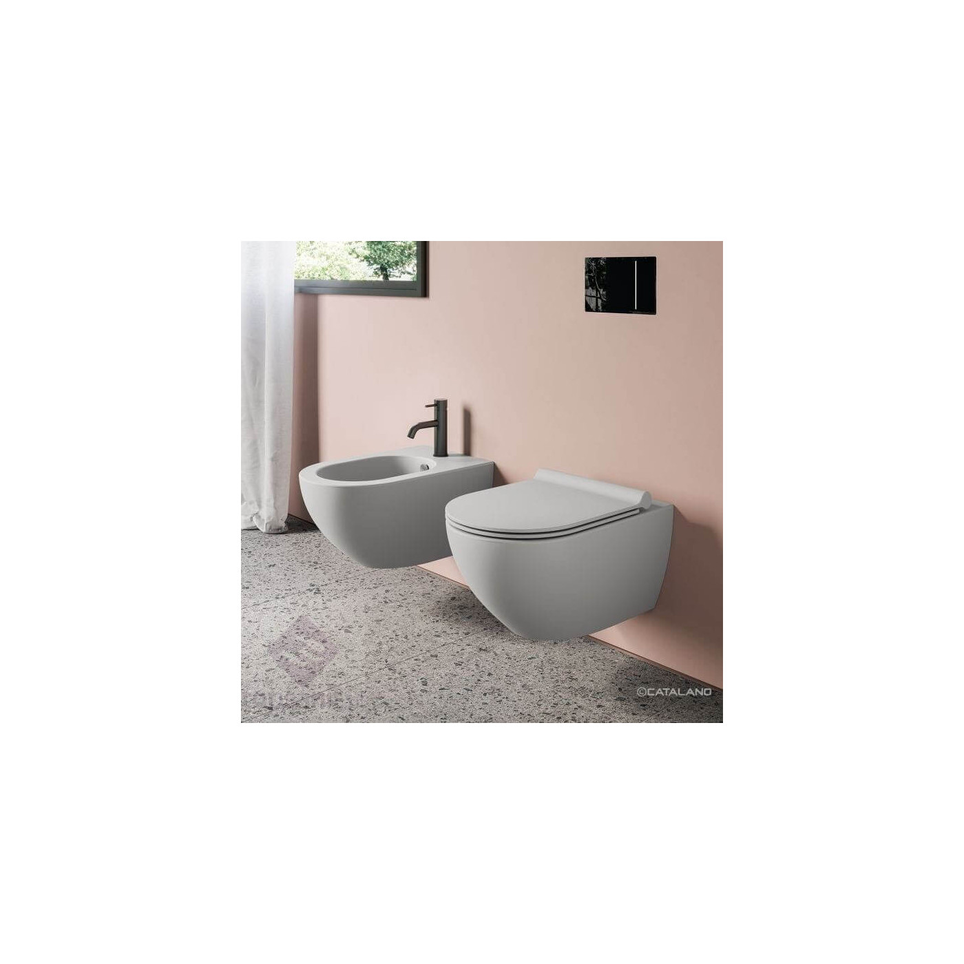 Miska Z Deską Wolnoopadającą Colori Szary Mat 54x35 1VSF54RCS+KFST00+5SCSTPCS Catalano Miska Z Deską Wolnoopadającą Colori Szary Mat 54x35 1VSF54RCS+KFST00+5SCSTPCS Catalano