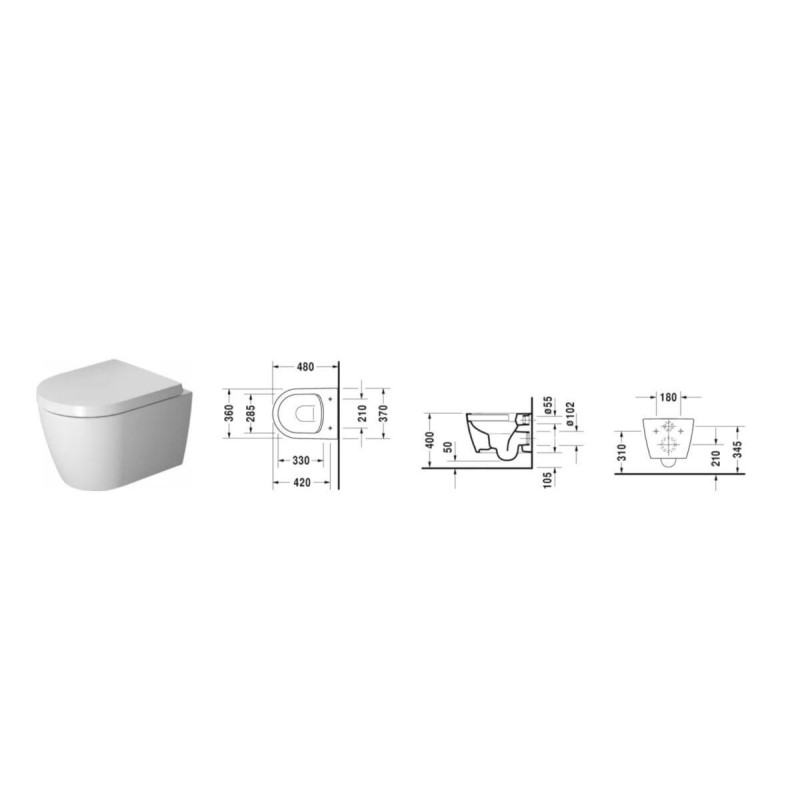Miska WC Rimless Me By Starck 37x48 Z Deską Wolnoopadającym 2530090000+0020190000 Duravit Miska WC Rimless Me By Starck 37x48 Z Deską Wolnoopadającym 2530090000+0020190000 Duravit