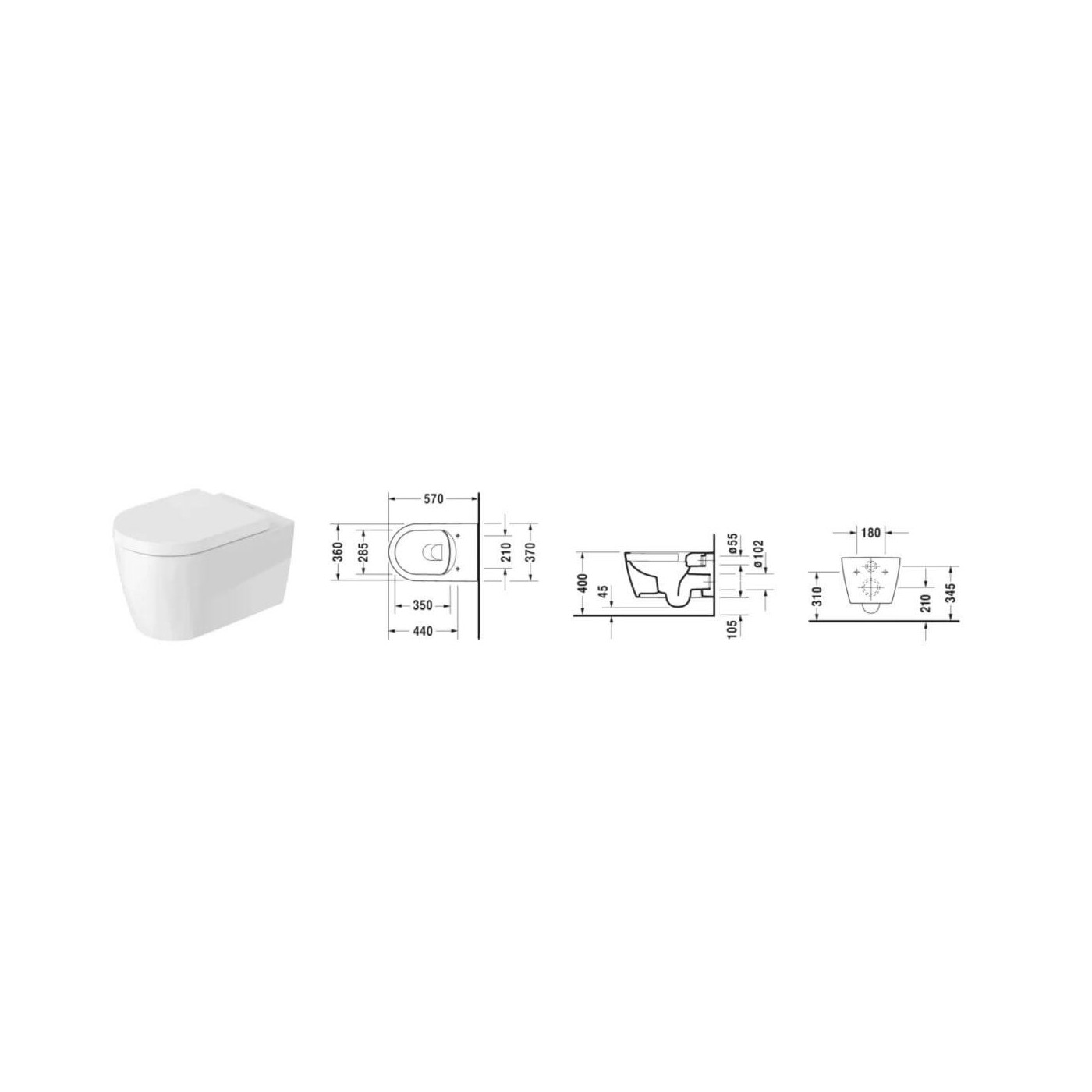 Miska WC Rimless Me By Starck 57x37 Z Deską Wolnoopadającą 2529090000+0020090000 Duravit Miska WC Rimless Me By Starck 57x37 Z Deską Wolnoopadającą 2529090000+0020090000 Duravit