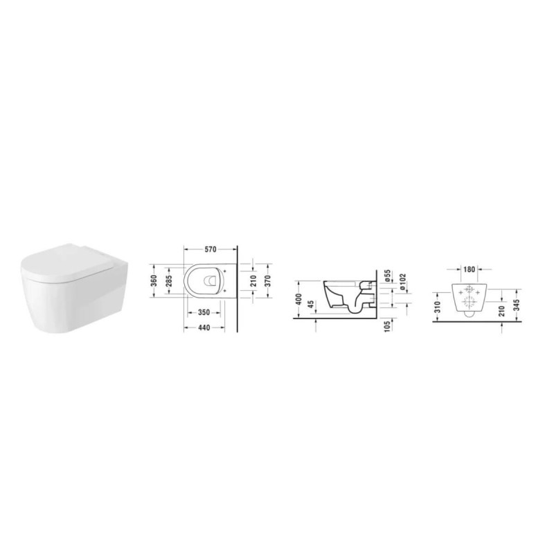 Miska WC Rimless Me By Starck 57x37 Z Deską Wolnoopadającą 2529090000+0020090000 Duravit Miska WC Rimless Me By Starck 57x37 Z Deską Wolnoopadającą 2529090000+0020090000 Duravit
