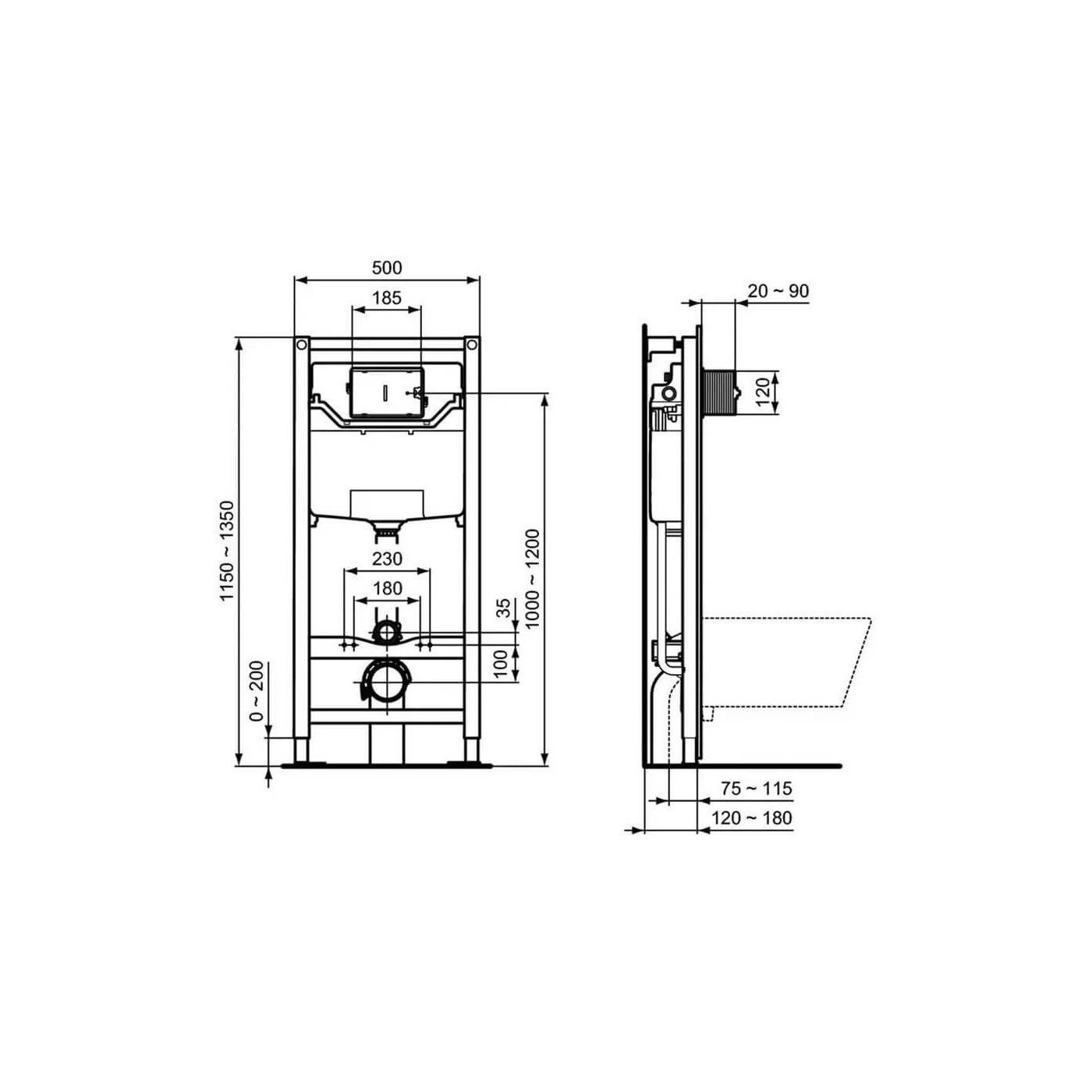 Stelaż Podtynkowy ProSys + Przycisk Silver Storm R020467 + R0459GN Ideal Standard Stelaż Podtynkowy ProSys + Przycisk Silver Storm R020467 + R0459GN Ideal Standard