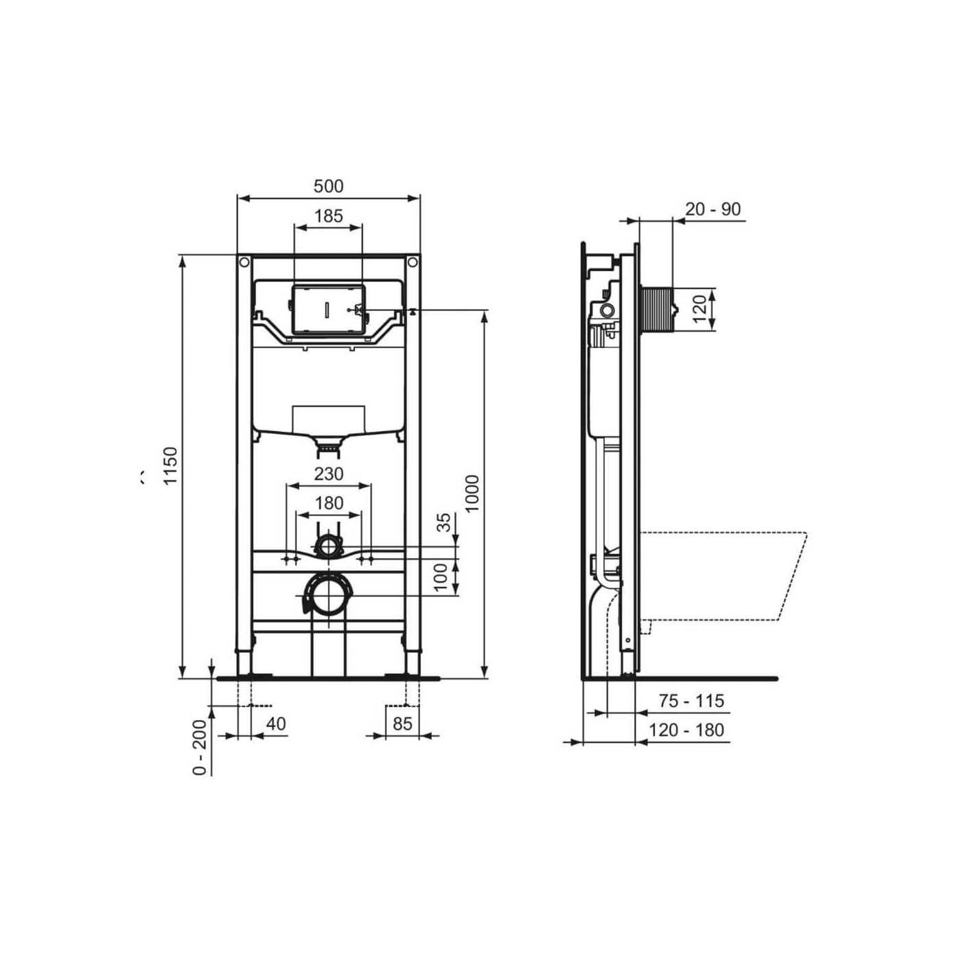 Stelaż Podtynkowy Prosys + Przycisk Chrom R020467 + R0123AA Ideal Standard Stelaż Podtynkowy Prosys + Przycisk Chrom R020467 + R0123AA Ideal Standard