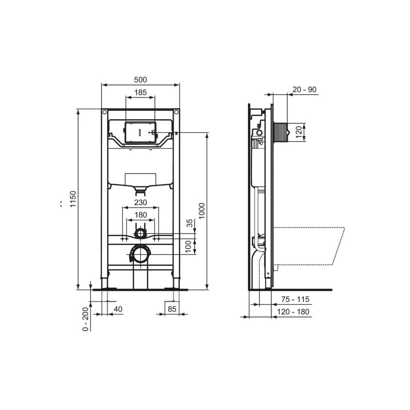 Stelaż Podtynkowy Prosys + Przycisk Biały R020467 + R0123AC Ideal Standard Stelaż Podtynkowy Prosys + Przycisk Biały R020467 + R0123AC Ideal Standard