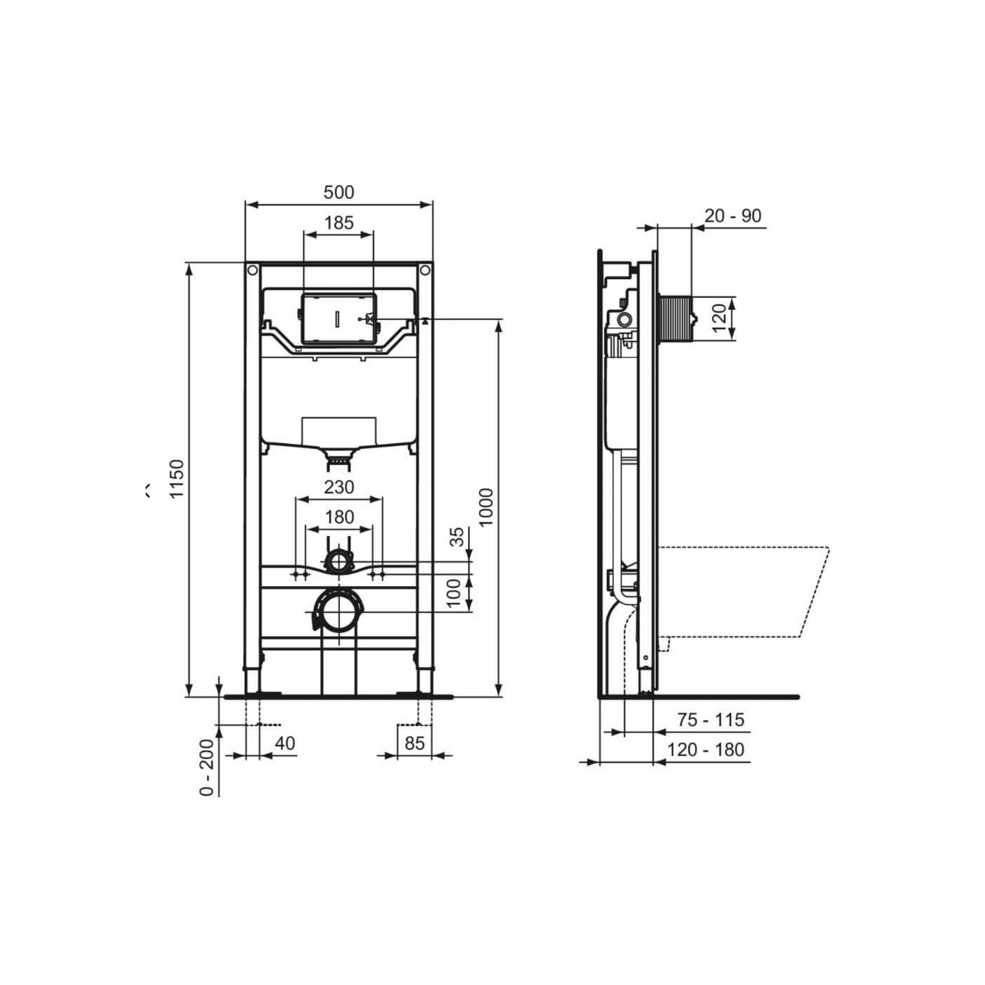 Stelaż Podtynkowy Prosys + Przycisk Czarny Mat R020467 + R0123A6 Ideal Standard Stelaż Podtynkowy Prosys + Przycisk Czarny Mat R020467 + R0123A6 Ideal Standard