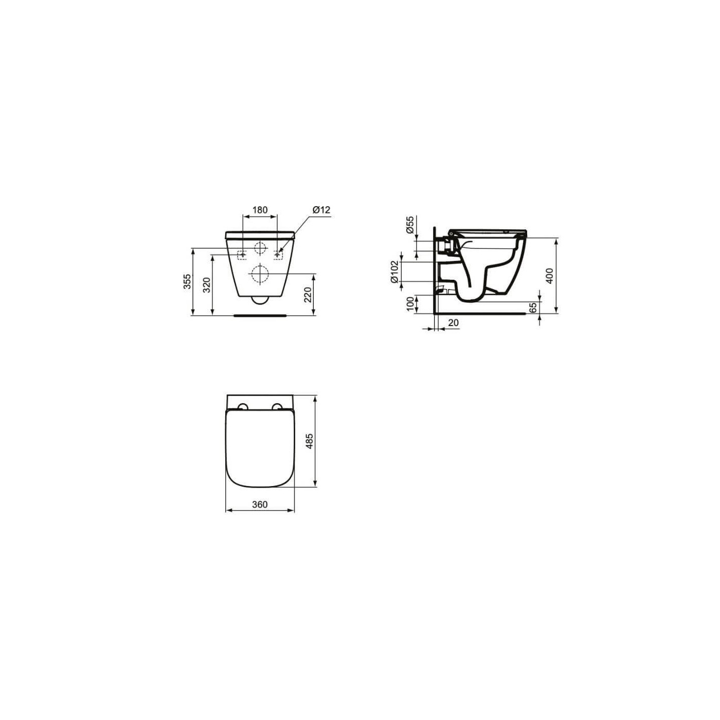Miska Wisząca I.life S Rimless Z Deską Wolnoopadającą T459201+T473701 Ideal Standard Miska Wisząca I.life S Rimless Z Deską Wolnoopadającą T459201+T473701 Ideal Standard