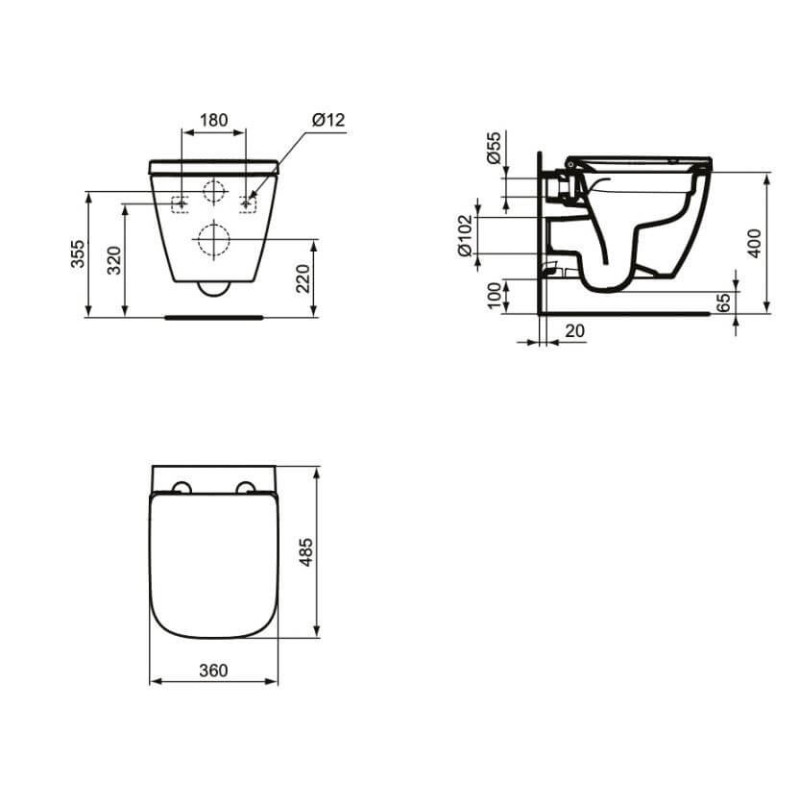 Miska Wisząca I.life S Rimless Z Deską Wolnoopadającą T459201+T473701 Ideal Standard Miska Wisząca I.life S Rimless Z Deską Wolnoopadającą T459201+T473701 Ideal Standard
