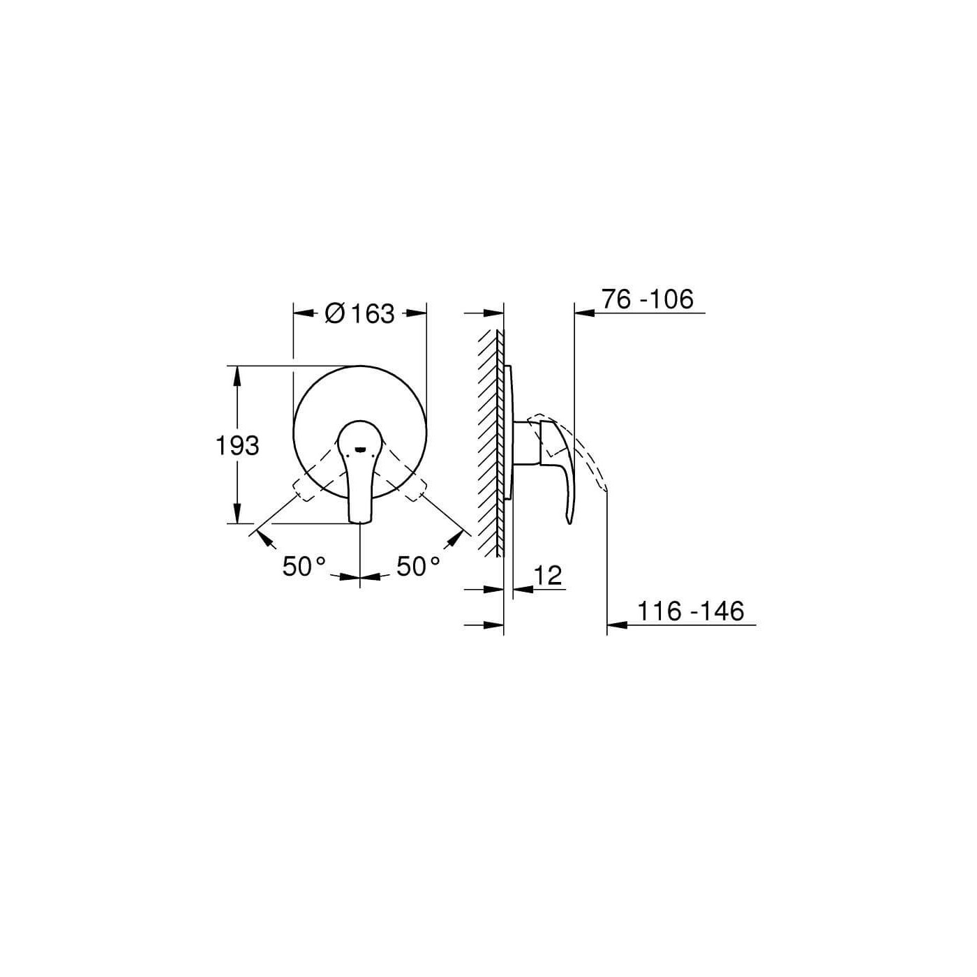 Bateria Podtynkowa Eurosmart Chrom 19451002 Grohe Bateria Podtynkowa Eurosmart Chrom 19451002 Grohe