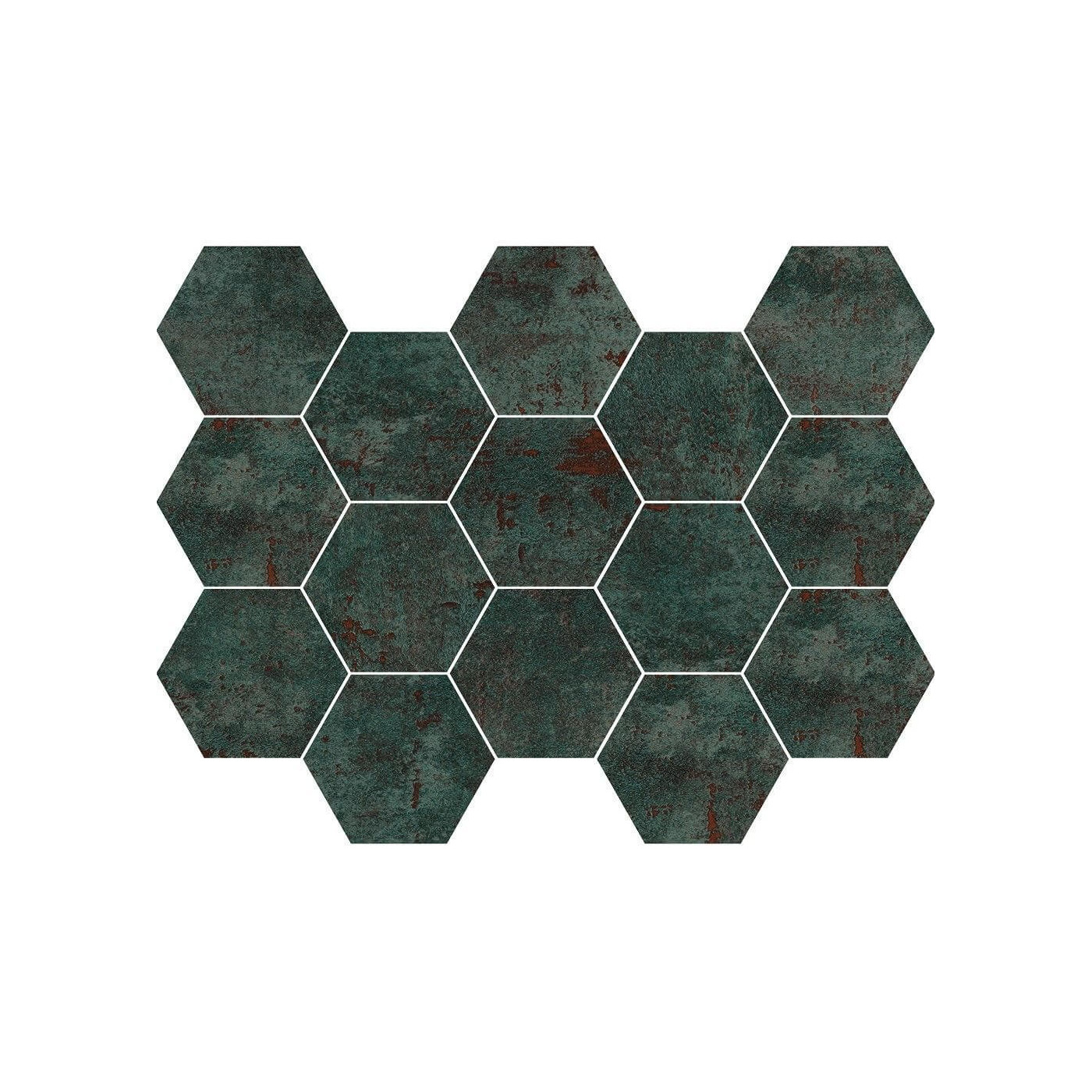 Mozaika Metal Seagreen Hexagon Lappato 32,5x22,5 Tau Ceramica Mozaika Metal Seagreen Hexagon Lappato 32,5x22,5 Tau Ceramica
