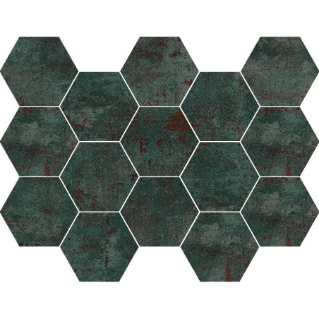 Mozaika Metal Seagreen Hexagon Lappato 32,5x22,5 Tau Ceramica