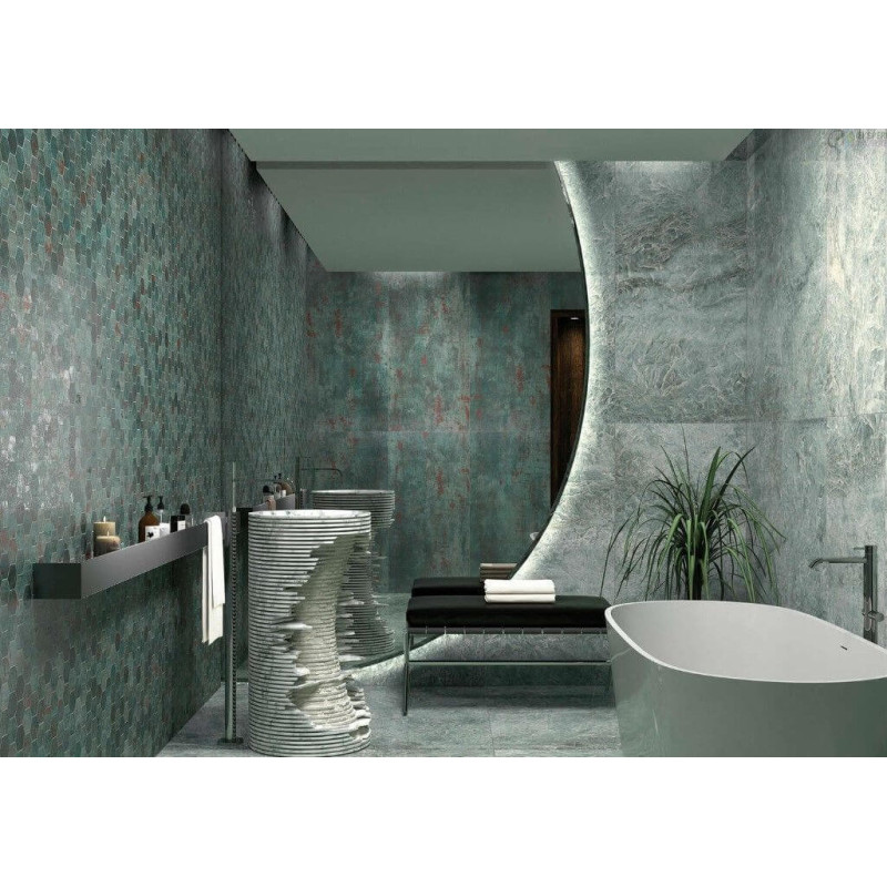 Mozaika Metal Seagreen Hexagon Lappato 32,5x22,5 Tau Ceramica Mozaika Metal Seagreen Hexagon Lappato 32,5x22,5 Tau Ceramica