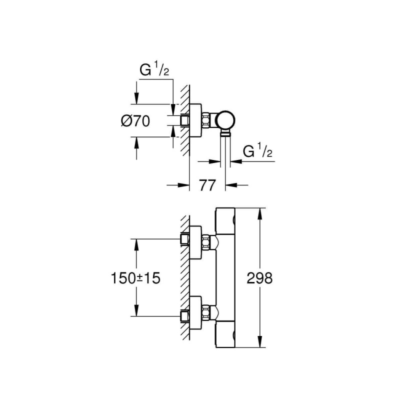Bateria Prysznicowa Z Termostatem Grohtherm 1000 Cosmopolitan Brusked Hard Praphite 34065AL2 Grohe Bateria Prysznicowa Z Termostatem Grohtherm 1000 Cosmopolitan Brusked Hard Praphite 34065AL2 Grohe