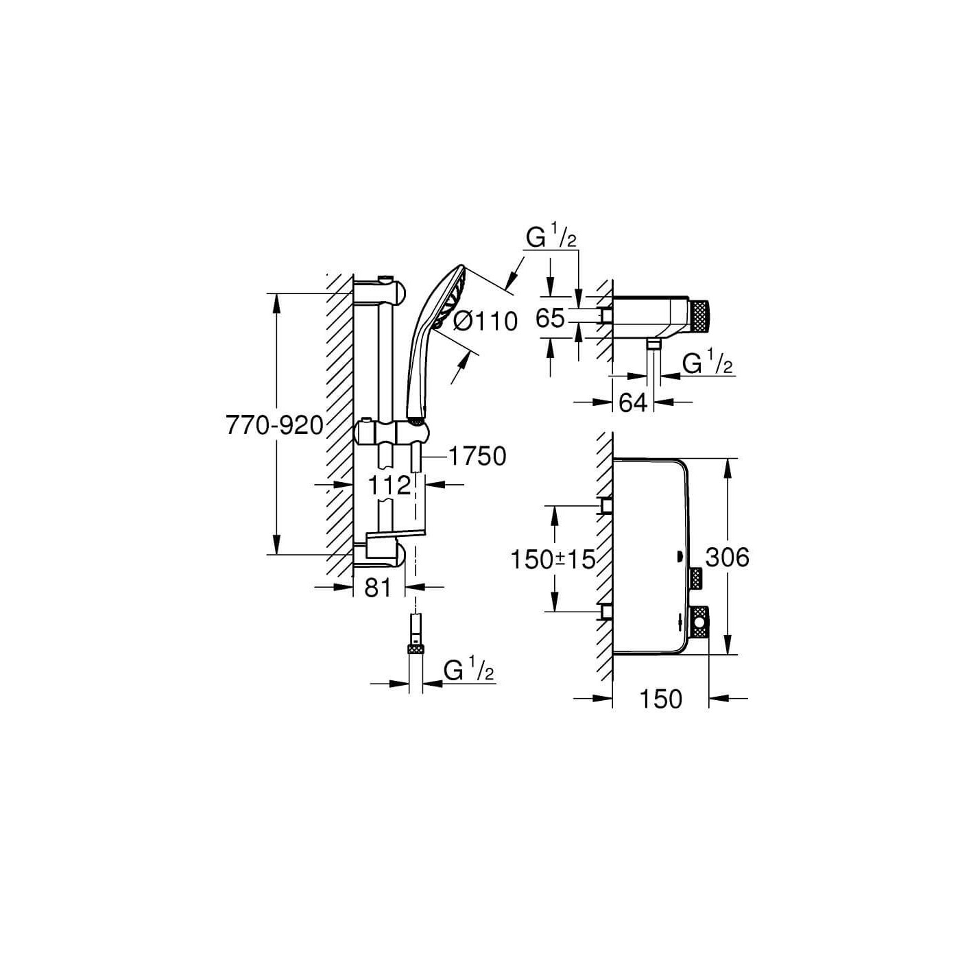 Bateria Prysznicowa Z Termostatem Z Zestawem Prysznicowym Grohtherm SmartControl 34721000 Grohe Bateria Prysznicowa Z Termostatem Z Zestawem Prysznicowym Grohtherm SmartControl 34721000 Grohe