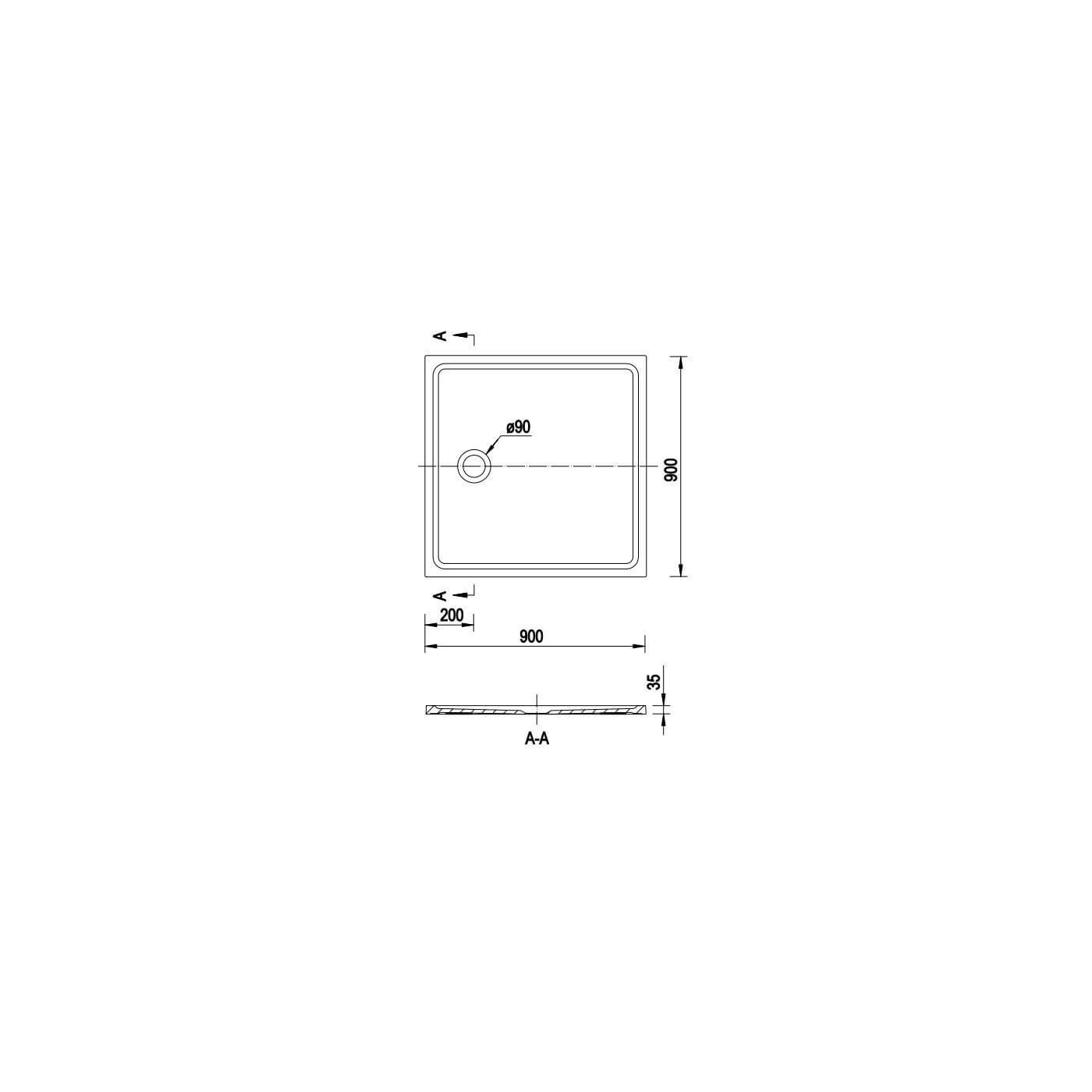 Brodzik Kwadratowy Konglomerat Pure PURE0005 90x90 Emporia Brodzik Kwadratowy Konglomerat Pure PURE0005 90x90 Emporia