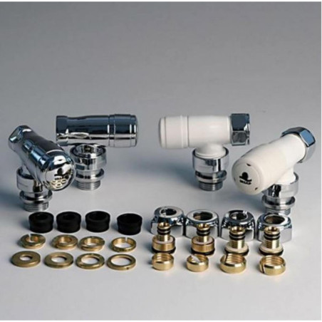 Zestaw Zaworów Kątowych Biały Łącznik Żelazny 1/2 VALKITSQUFE01 Irsap