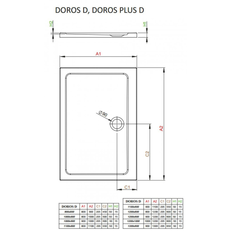 Brodzik Prostokątny DOROS 110x90 SDRD1190-01 Radaway Brodzik Prostokątny DOROS 110x90 SDRD1190-01 Radaway