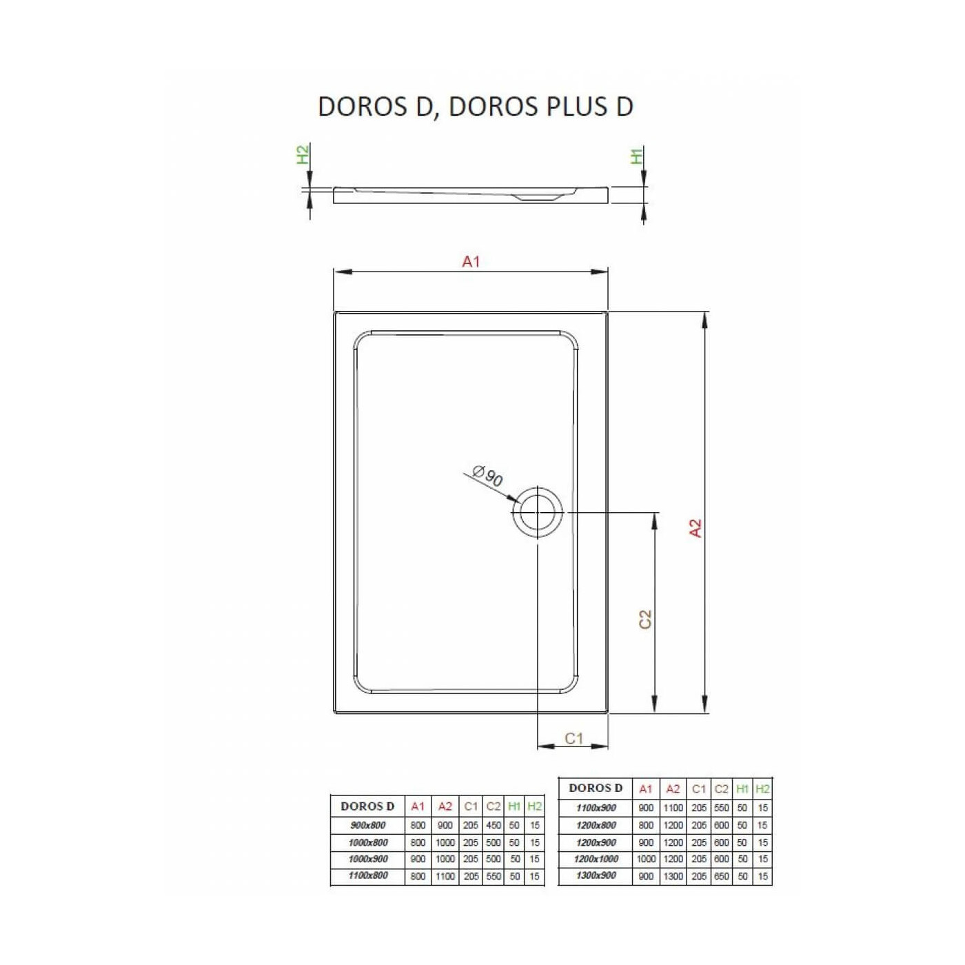 Brodzik Doros D 100x90 SDRD1090-01 Radaway Brodzik Doros D 100x90 SDRD1090-01 Radaway