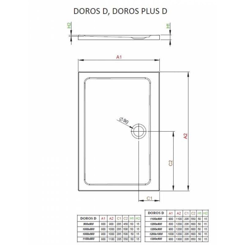 Brodzik Doros D 100x90 SDRD1090-01 Radaway Brodzik Doros D 100x90 SDRD1090-01 Radaway