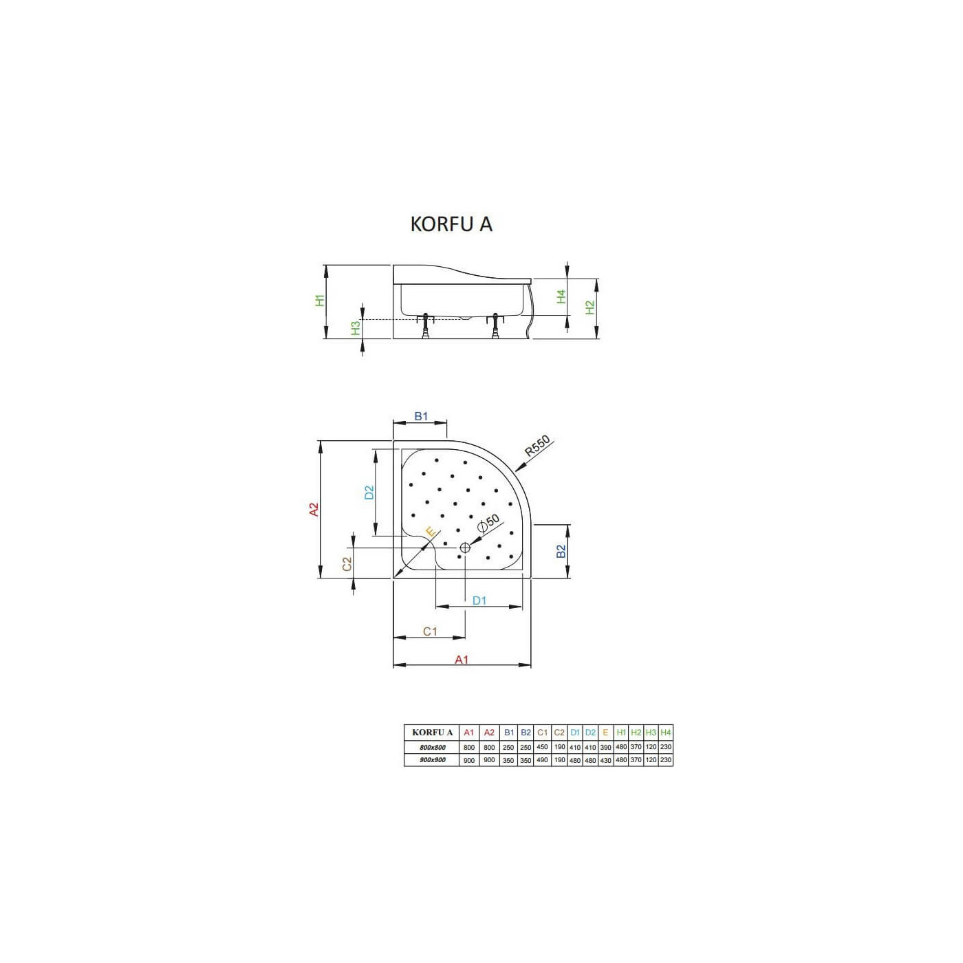 Brodzik Korfu A Półokrągły 80x80 4S88400-03 Radaway Brodzik Korfu A Półokrągły 80x80 4S88400-03 Radaway