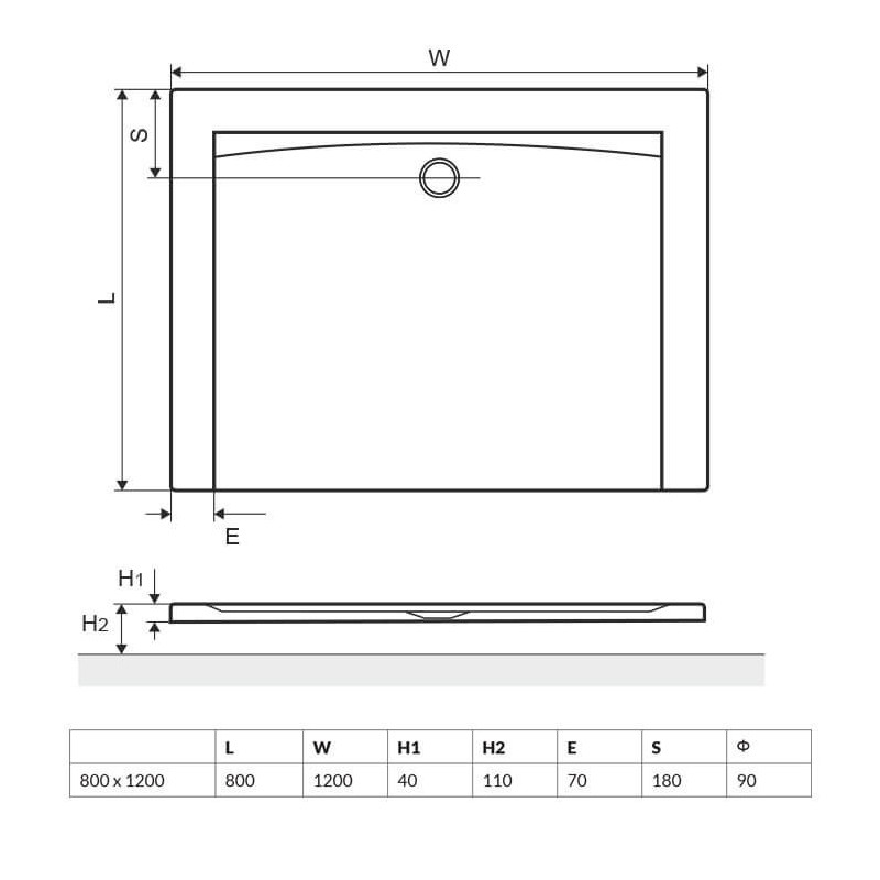 Brodzik Akryl Prostokątny Niski Forma BREX.FOR128WHN 80x120 Excellent Brodzik Akryl Prostokątny Niski Forma BREX.FOR128WHN 80x120 Excellent