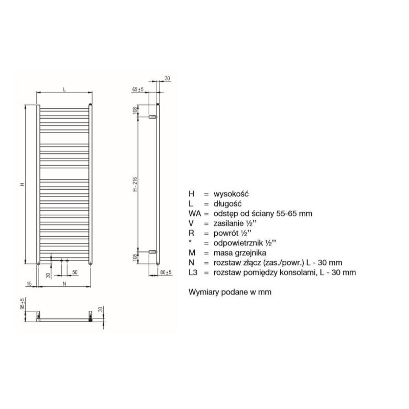 Grzejnik Vision Black Mat QV120-050-05 Zehnder Grzejnik Vision Black Mat QV120-050-05 Zehnder