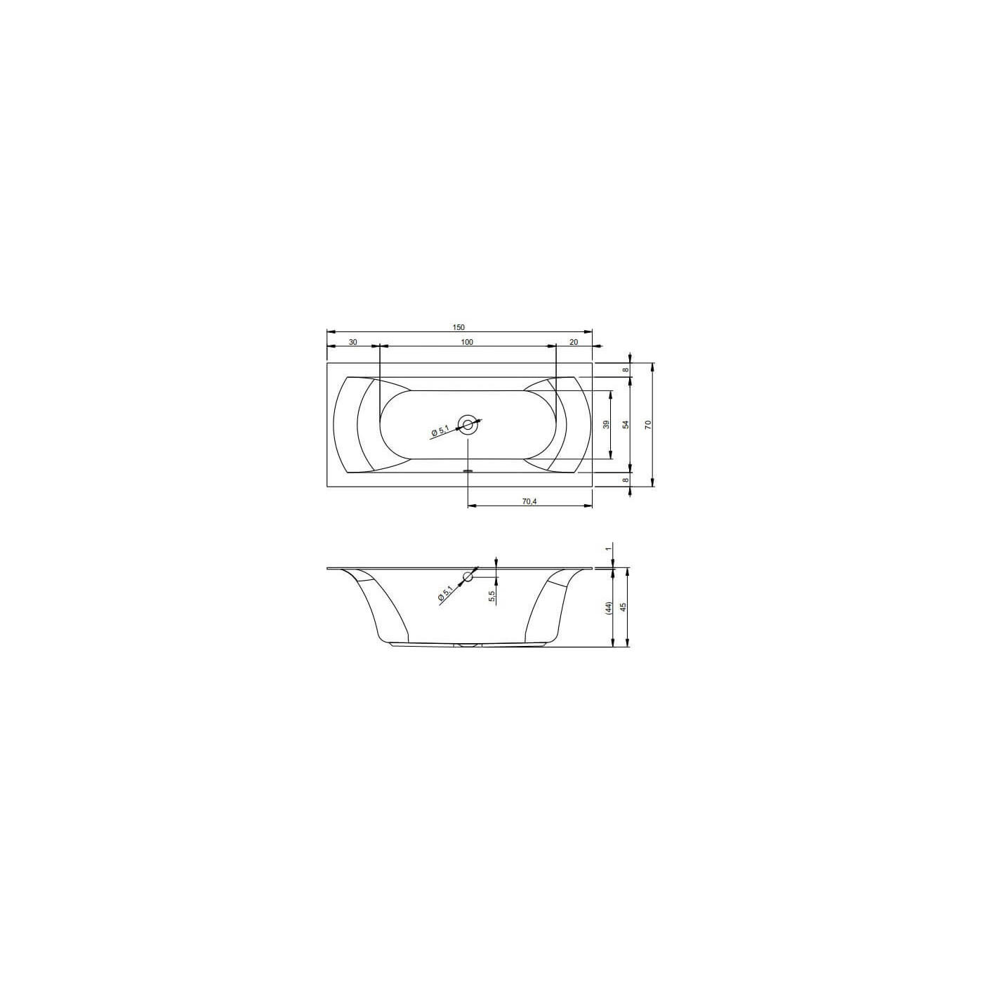 Wanna Linares Do Zabudowy 150x70 Biały Połysk Riho Wanna Linares Do Zabudowy 150x70 Biały Połysk Riho