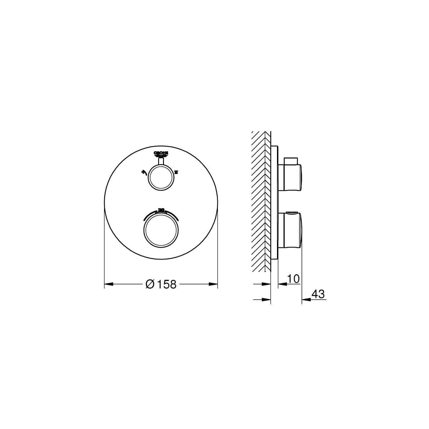Bateria Prysznicowa Grohtherm Termostatyczna 24076000 Grohe Bateria Prysznicowa Grohtherm Termostatyczna 24076000 Grohe