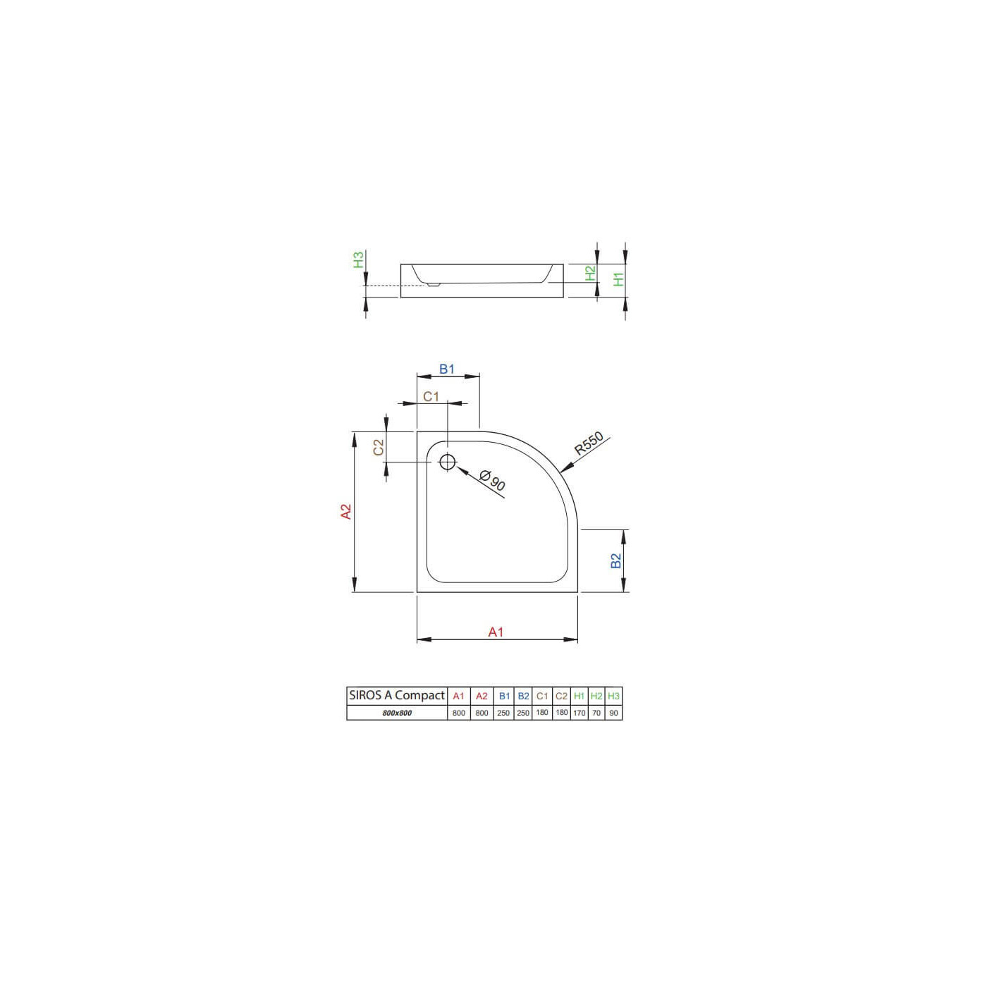 Brodzik Siros A Compact SBA8817-2 80x80 Radaway Brodzik Siros A Compact SBA8817-2 80x80 Radaway