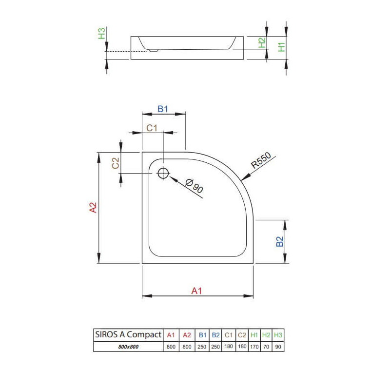 Brodzik Siros A Compact SBA8817-2 80x80 Radaway Brodzik Siros A Compact SBA8817-2 80x80 Radaway