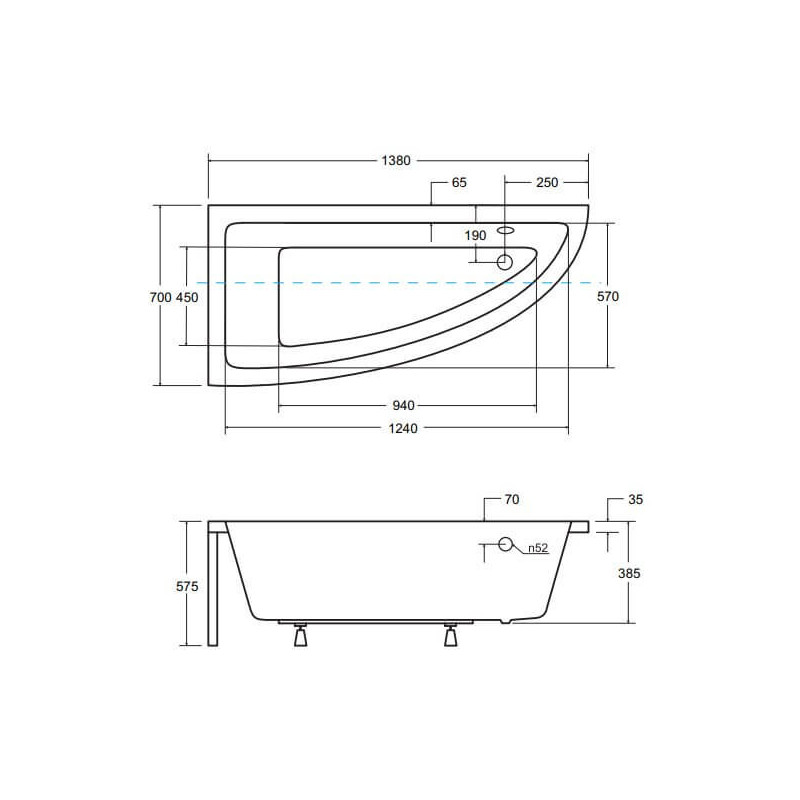 Wanna Asymetryczna Praktika Lewa 140x70 Besco Wanna Asymetryczna Praktika Lewa 140x70 Besco