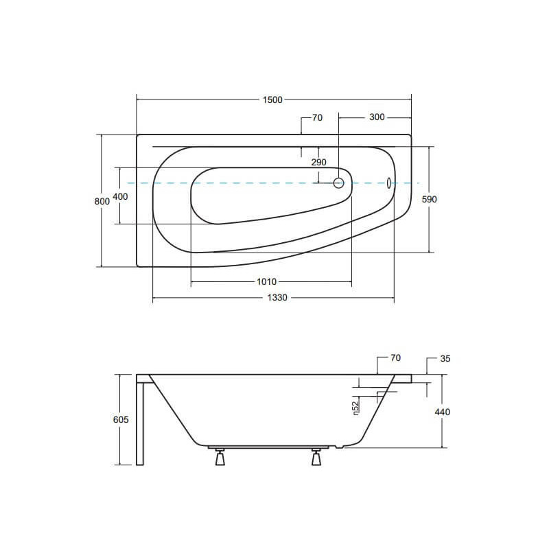 Wanna Asymetryczna Luna Prawa 150x80 Besco Wanna Asymetryczna Luna Prawa 150x80 Besco