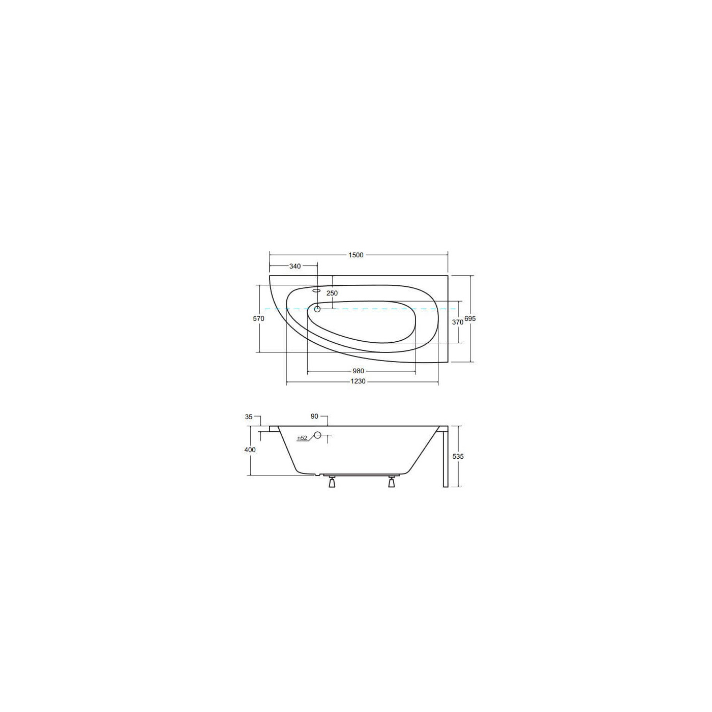 Wanna Asymetryczna Milena Prawa 150x70 Besco Wanna Asymetryczna Milena Prawa 150x70 Besco