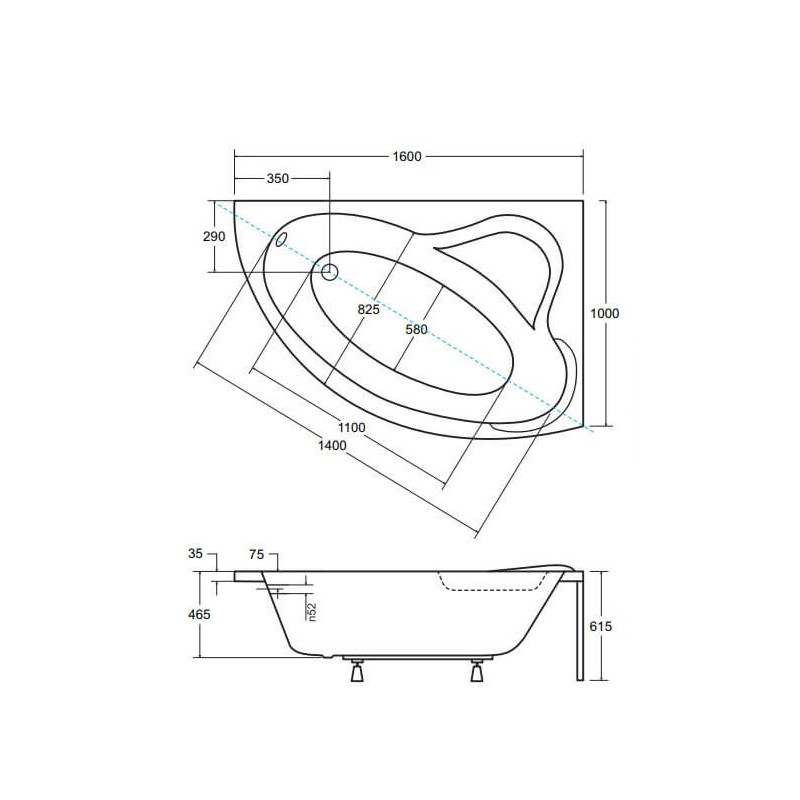 Wanna Asymetryczna Ada Prawa 160x100 Besco Wanna Asymetryczna Ada Prawa 160x100 Besco