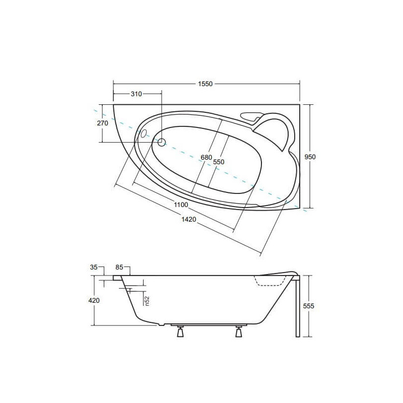 Wanna Asymetryczna Finezja Nova Prawa 155x95 Besco Wanna Asymetryczna Finezja Nova Prawa 155x95 Besco