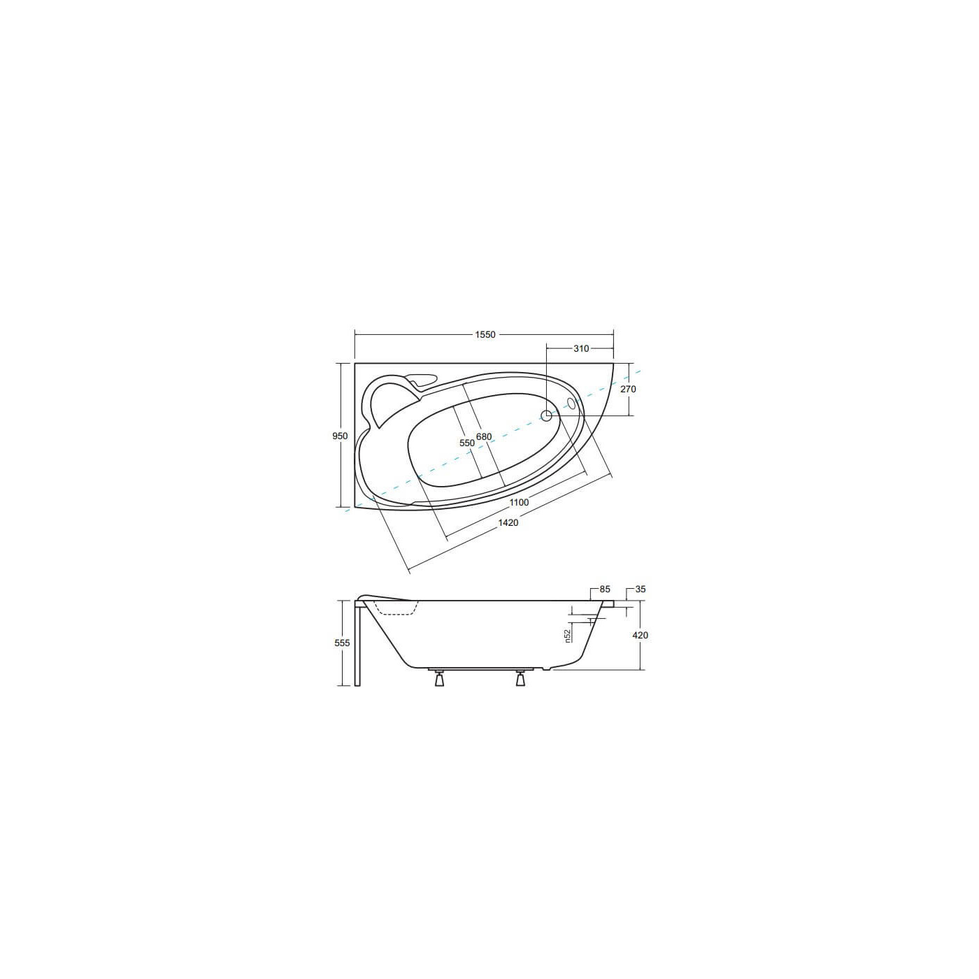Wanna Asymetryczna Finezja Nova Lewa 155x95 Besco Wanna Asymetryczna Finezja Nova Lewa 155x95 Besco