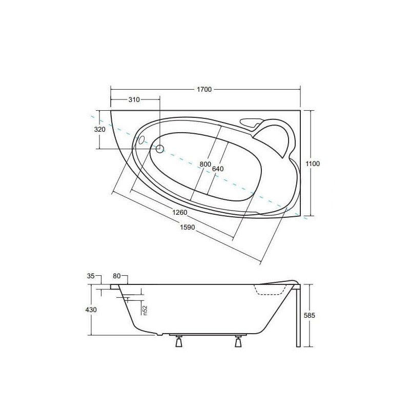Wanna Asymetryczna Finezja Nova Prawa 170x110 Besco Wanna Asymetryczna Finezja Nova Prawa 170x110 Besco