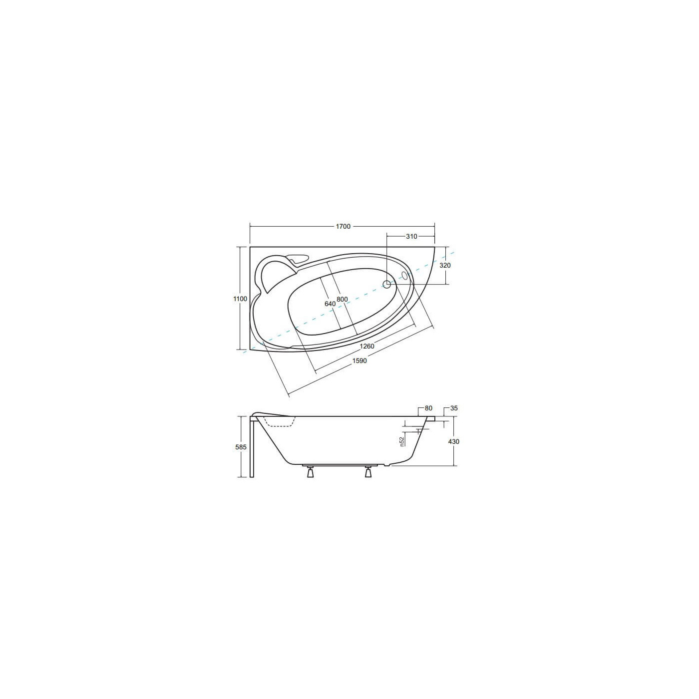 Wanna Asymetryczna Finezja Nova Lewa 170x110 Besco Wanna Asymetryczna Finezja Nova Lewa 170x110 Besco
