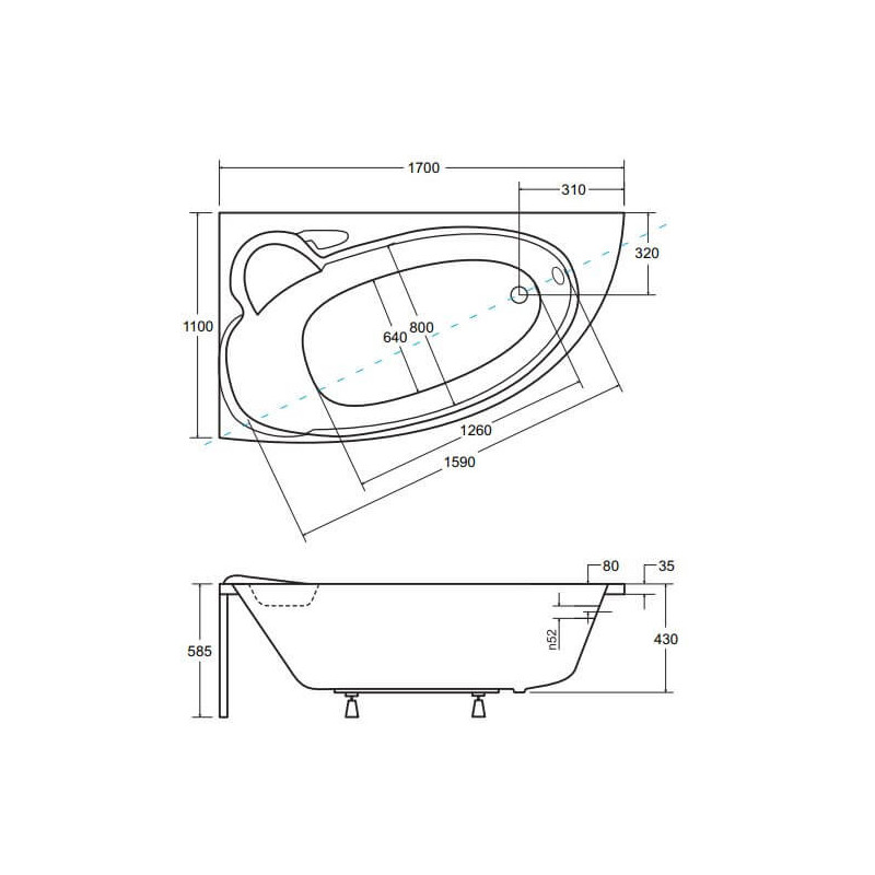 Wanna Asymetryczna Finezja Nova Lewa 170x110 Besco Wanna Asymetryczna Finezja Nova Lewa 170x110 Besco