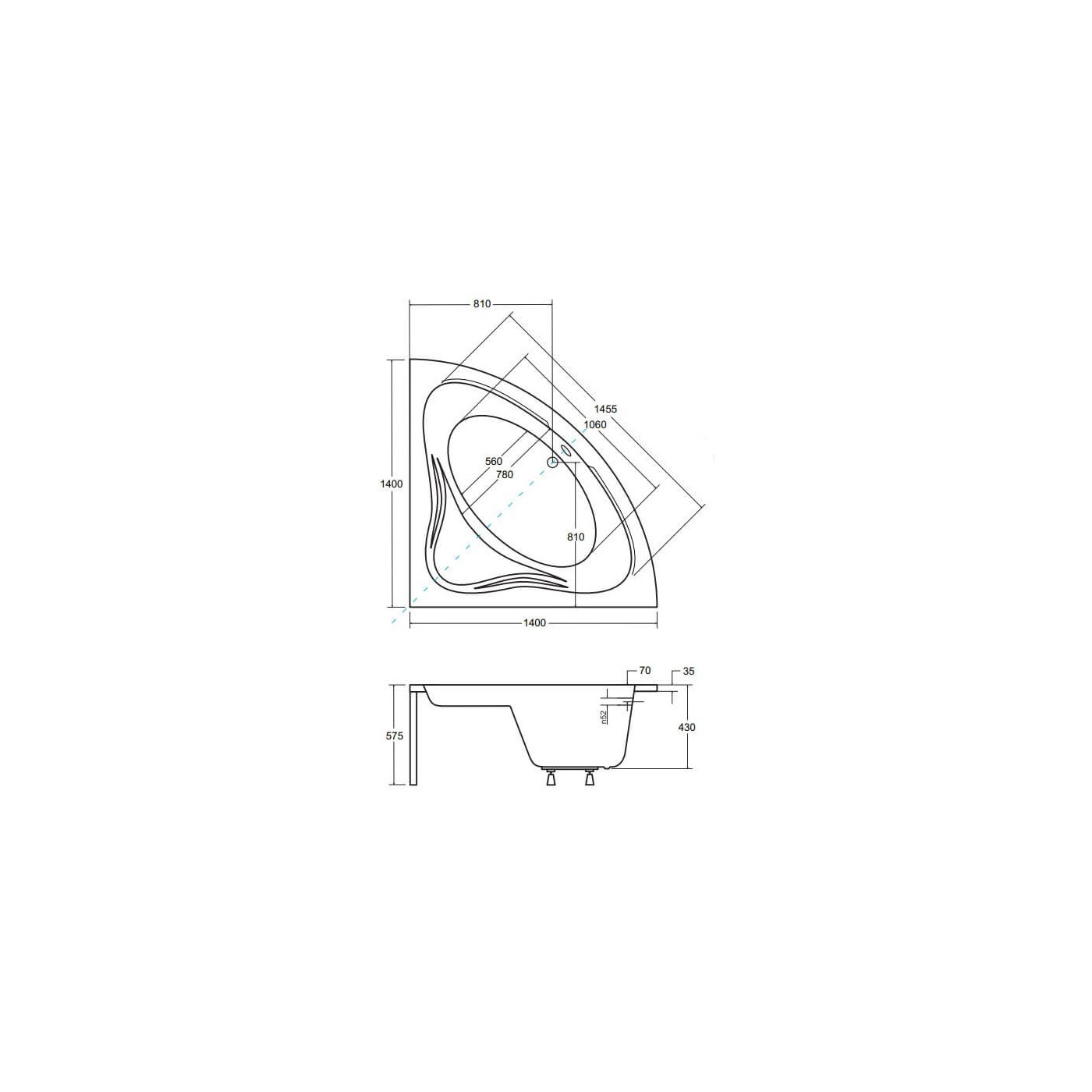 Wanna Symetryczna Mia 140x140 Besco Wanna Symetryczna Mia 140x140 Besco