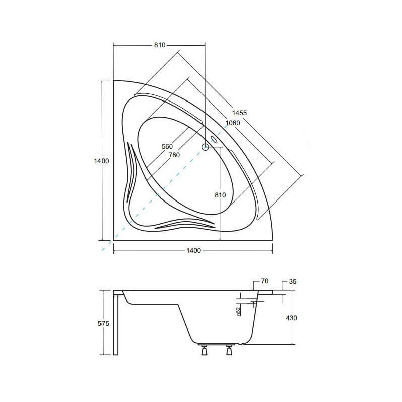 Wanna Symetryczna Mia 140x140 Besco Wanna Symetryczna Mia 140x140 Besco