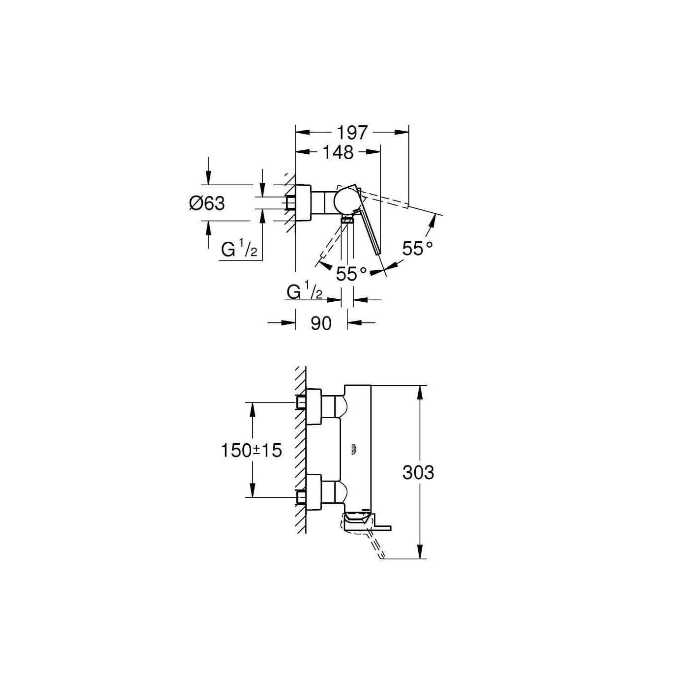 Jednouchwytowa Bateria Prysznicowa GROHE Plus 33577003 Grohe Jednouchwytowa Bateria Prysznicowa GROHE Plus 33577003 Grohe