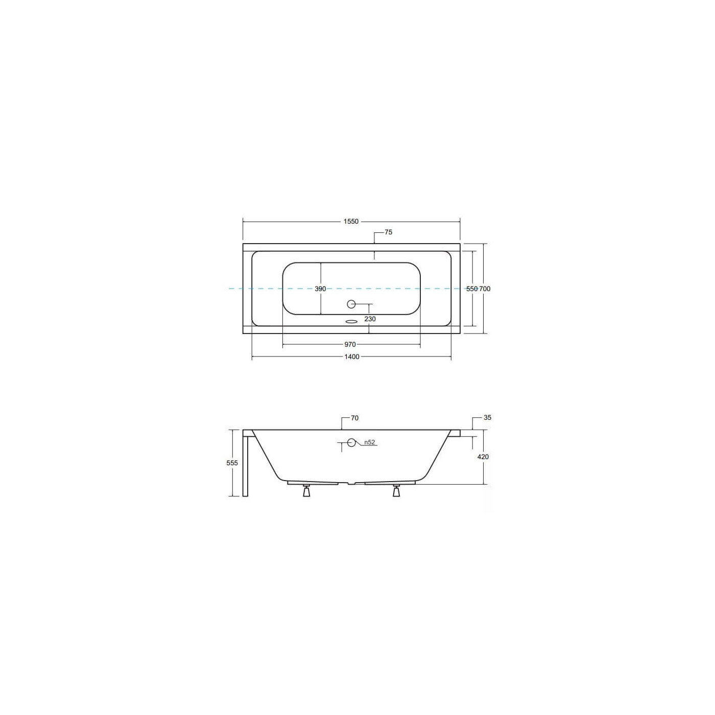 Wanna Do Zabudowy Quadro 155x70 Besco Wanna Do Zabudowy Quadro 155x70 Besco