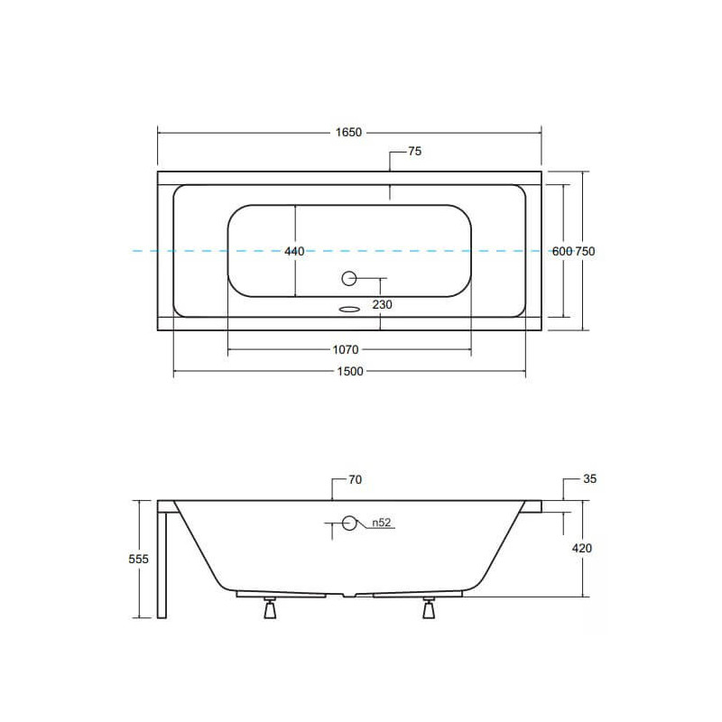 Wanna Do Zabudowy Quadro 165x75 Besco Wanna Do Zabudowy Quadro 165x75 Besco