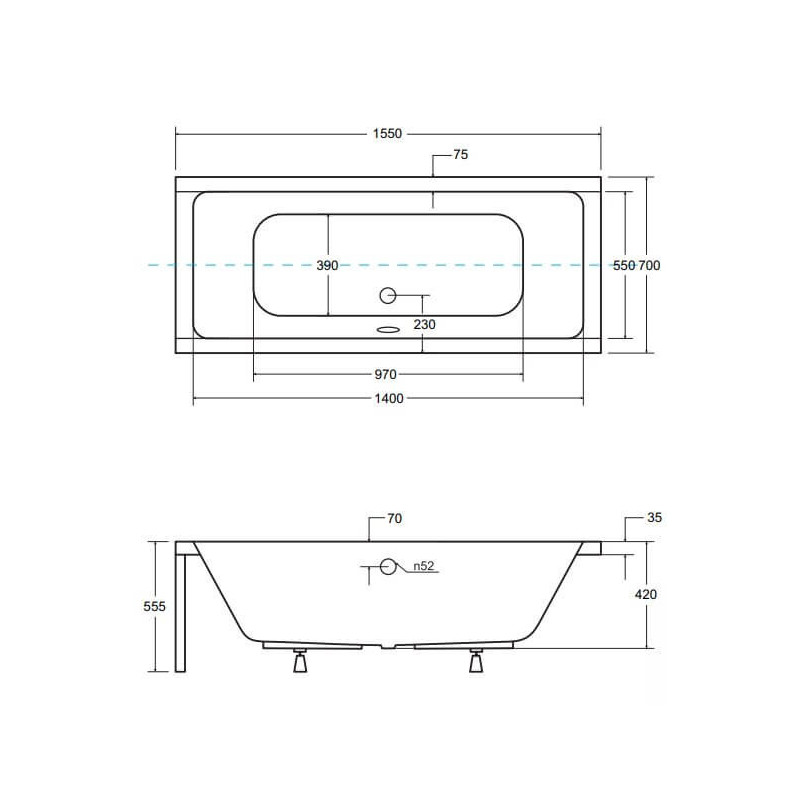 Wanna Do Zabudowy Quadro Slim 155x70 Besco Wanna Do Zabudowy Quadro Slim 155x70 Besco