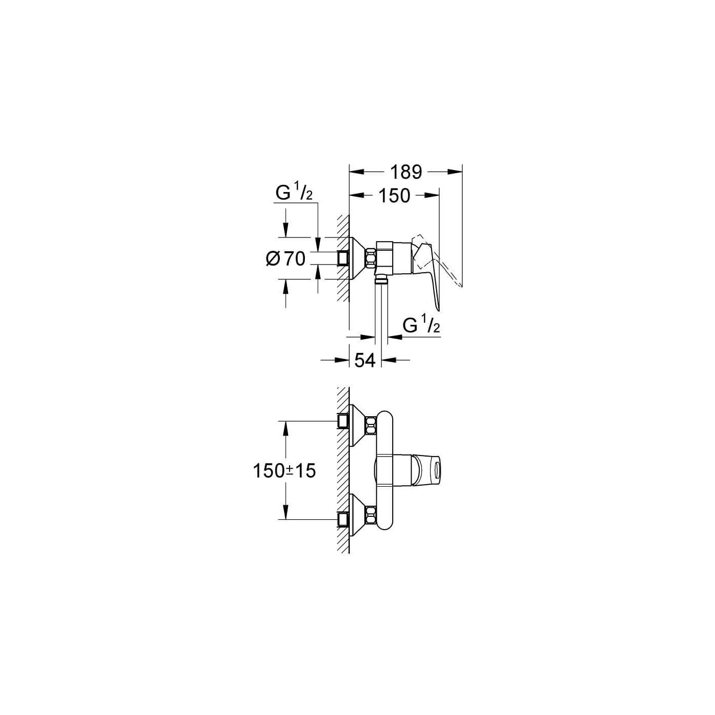 Jednouchwytowa Bateria Prysznicowa BauLoop 23340000 Grohe Jednouchwytowa Bateria Prysznicowa BauLoop 23340000 Grohe