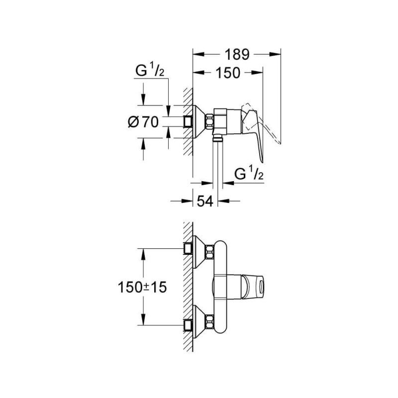 Jednouchwytowa Bateria Prysznicowa BauLoop 23340000 Grohe Jednouchwytowa Bateria Prysznicowa BauLoop 23340000 Grohe