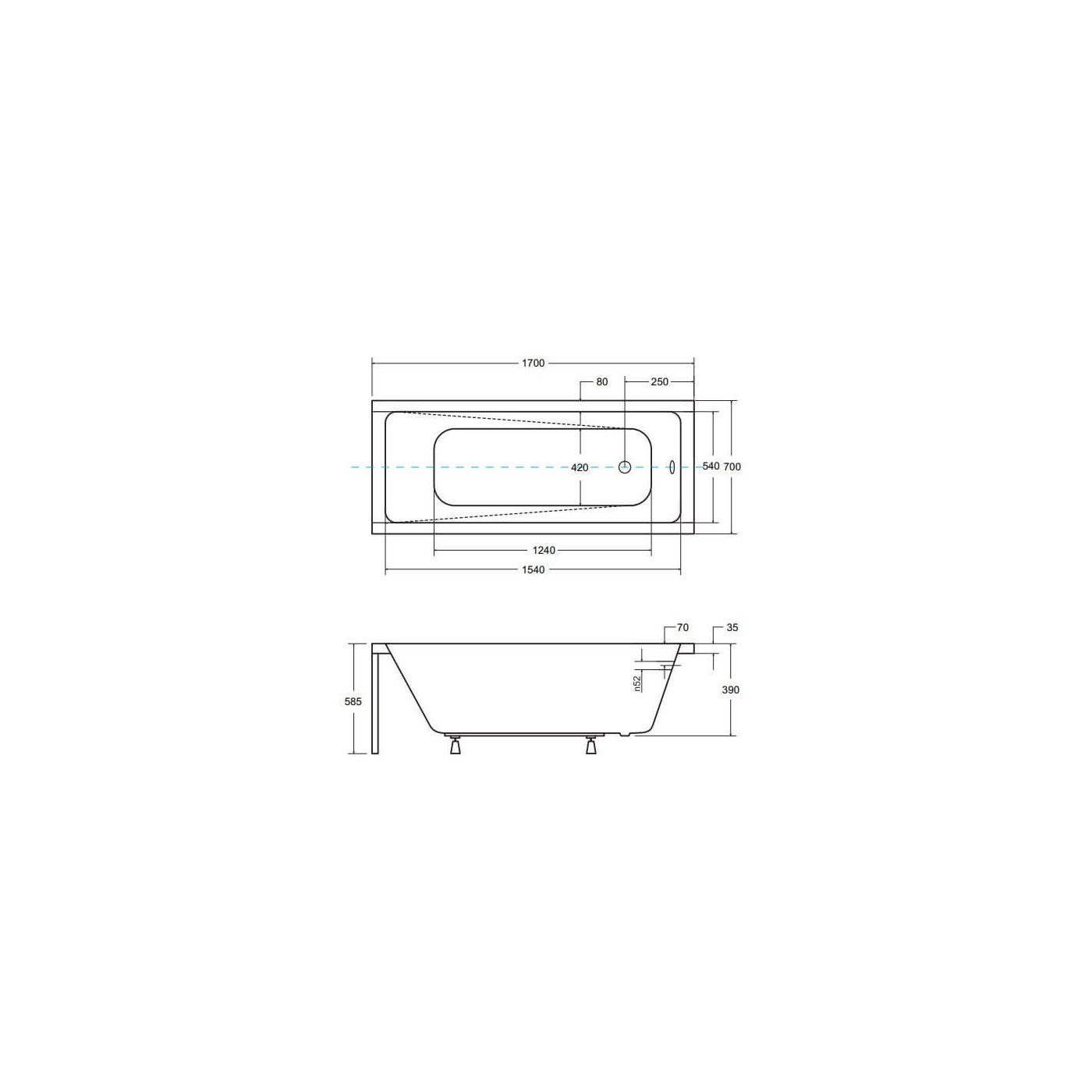 Wanna Do Zabudowy Modern 170x70 WAM-170-MO Besco Wanna Do Zabudowy Modern 170x70 WAM-170-MO Besco