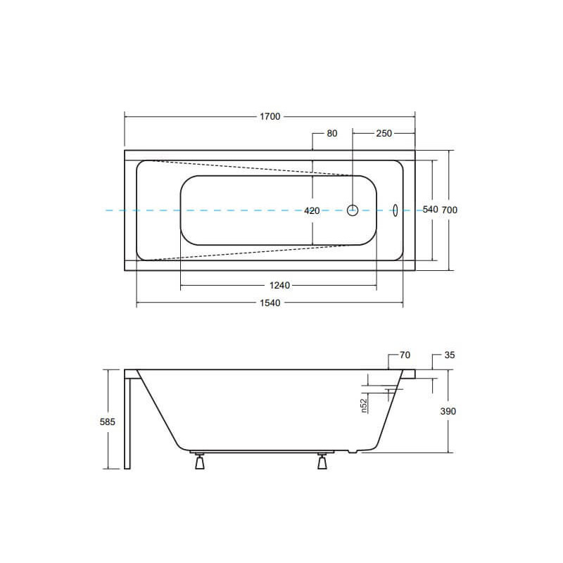 Wanna Do Zabudowy Modern 170x70 WAM-170-MO Besco Wanna Do Zabudowy Modern 170x70 WAM-170-MO Besco