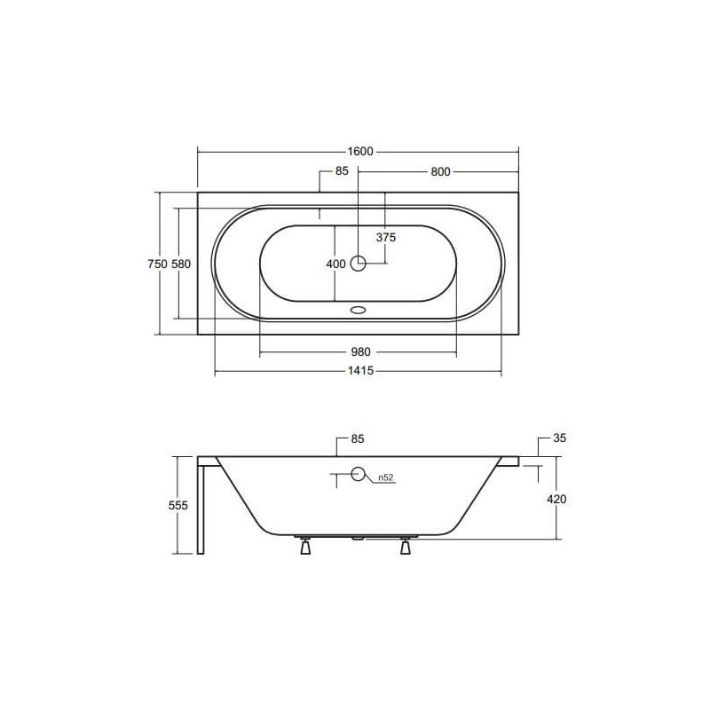 Wanna Do Zabudowy Vitae 160x75 Besco Wanna Do Zabudowy Vitae 160x75 Besco