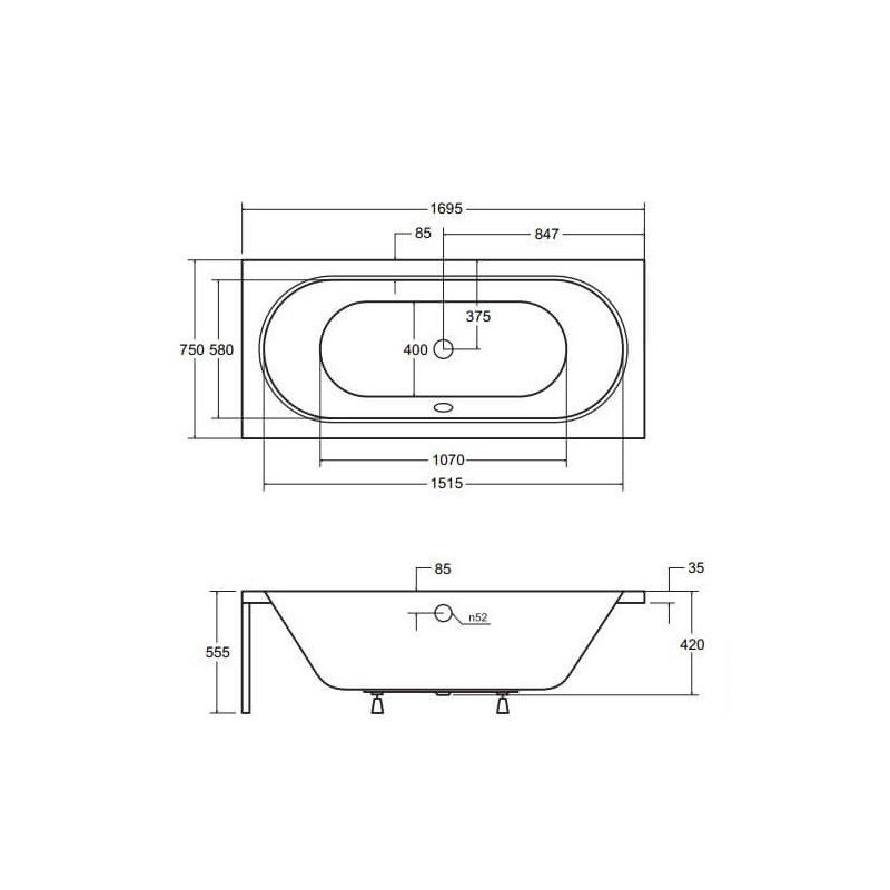 Wanna Do Zabudowy Vitae 170x75 Besco Wanna Do Zabudowy Vitae 170x75 Besco